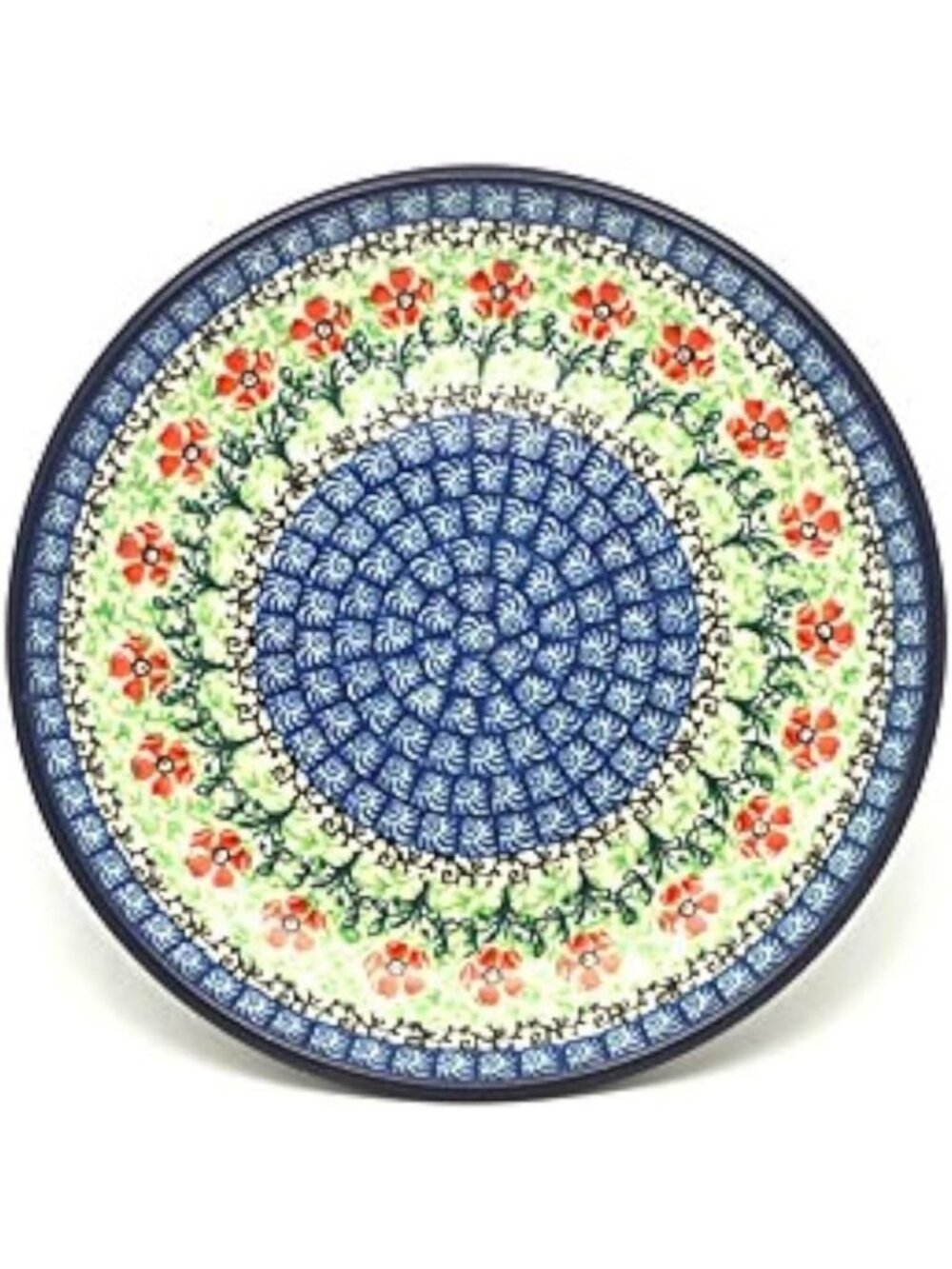 Handcrafted Polish Pottery Plate - 7.75" Salad/Dessert Dish, Colorful Design